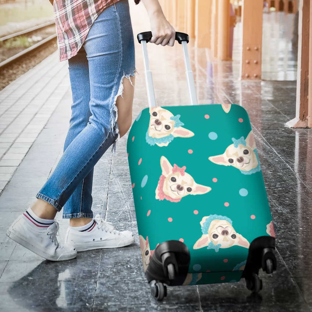 Chihuahua Polka Dot Pattern Luggage Cover Protector