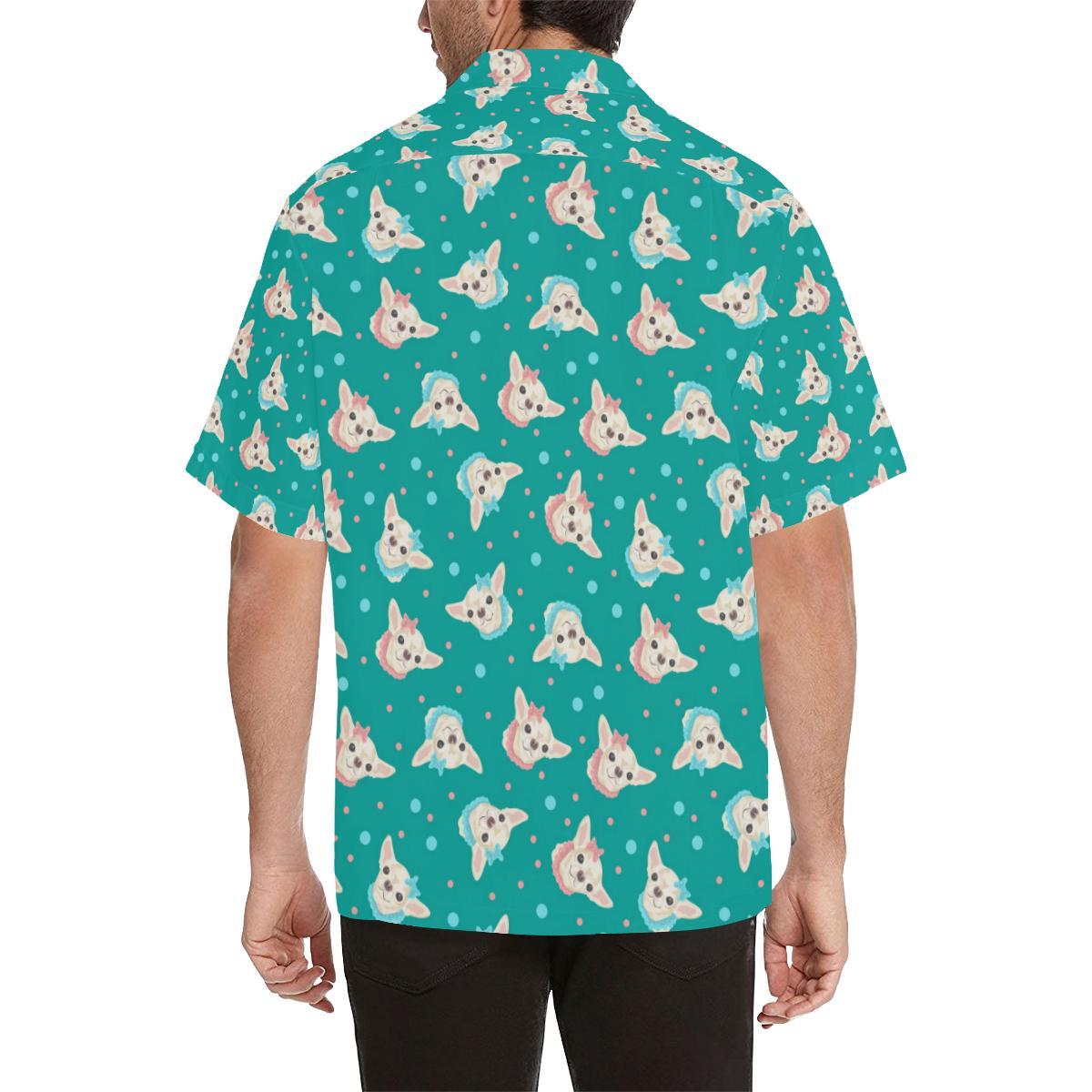 Chihuahua Polka Dot Pattern Men Aloha Hawaiian Shirt