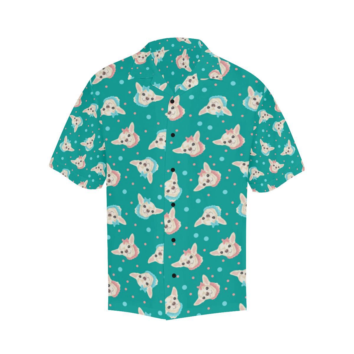Chihuahua Polka Dot Pattern Men Aloha Hawaiian Shirt
