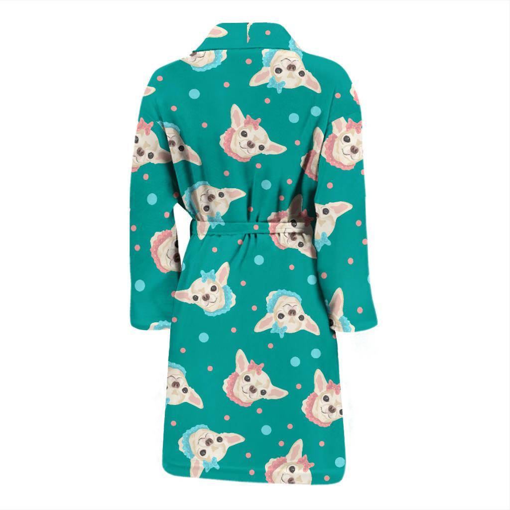 Chihuahua Polka Dot Pattern Men Bath Robe-JTAMIGO.COM