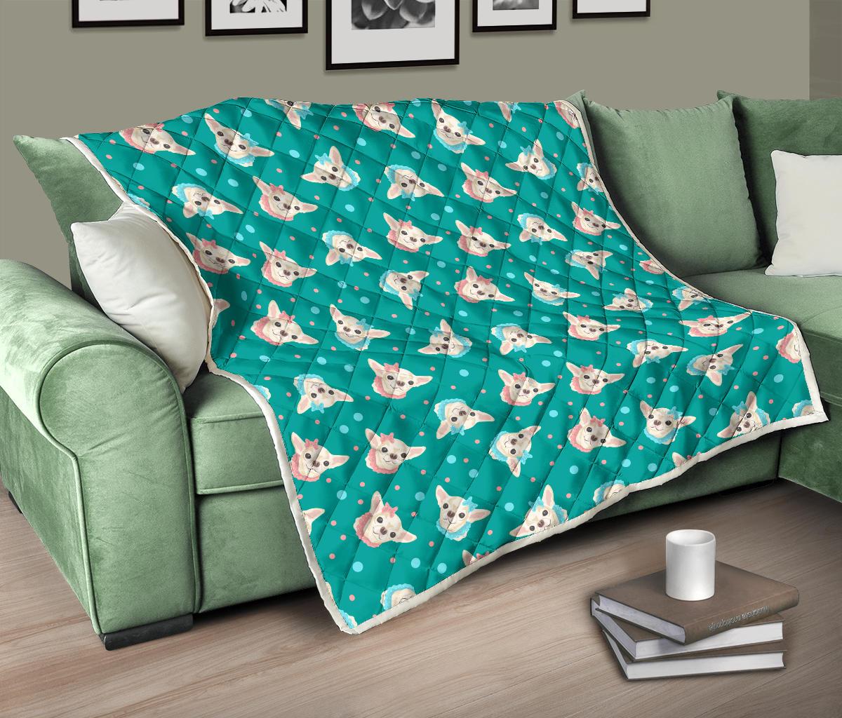 Chihuahua Polka Dot Pattern Premium Quilt-JTAMIGO.COM