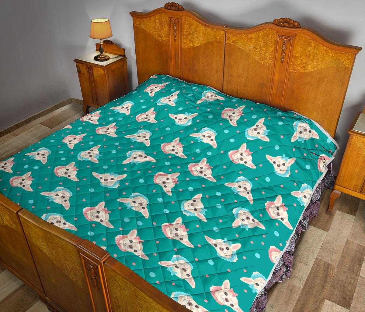 Chihuahua Polka Dot Pattern Premium Quilt-JTAMIGO.COM