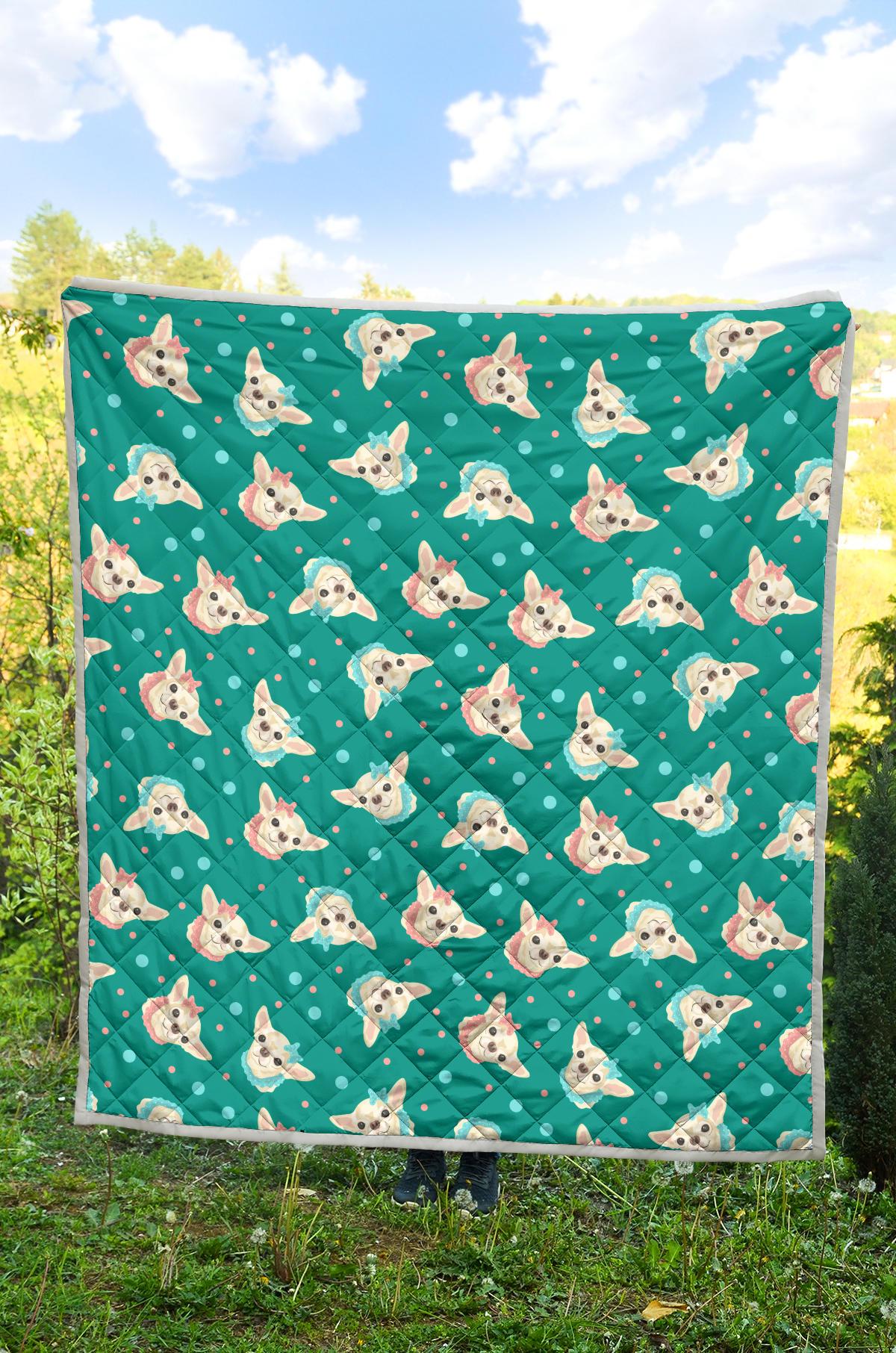 Chihuahua Polka Dot Pattern Premium Quilt-JTAMIGO.COM