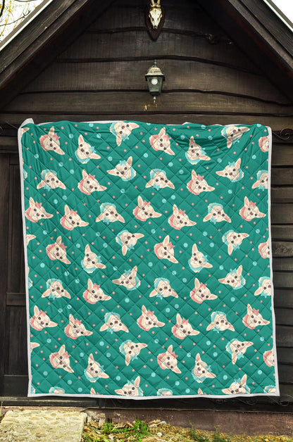 Chihuahua Polka Dot Pattern Premium Quilt-JTAMIGO.COM