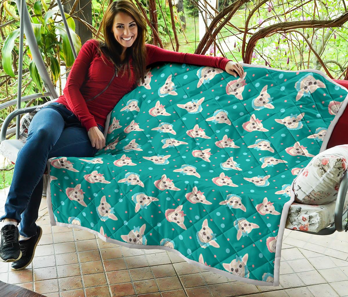 Chihuahua Polka Dot Pattern Premium Quilt-JTAMIGO.COM