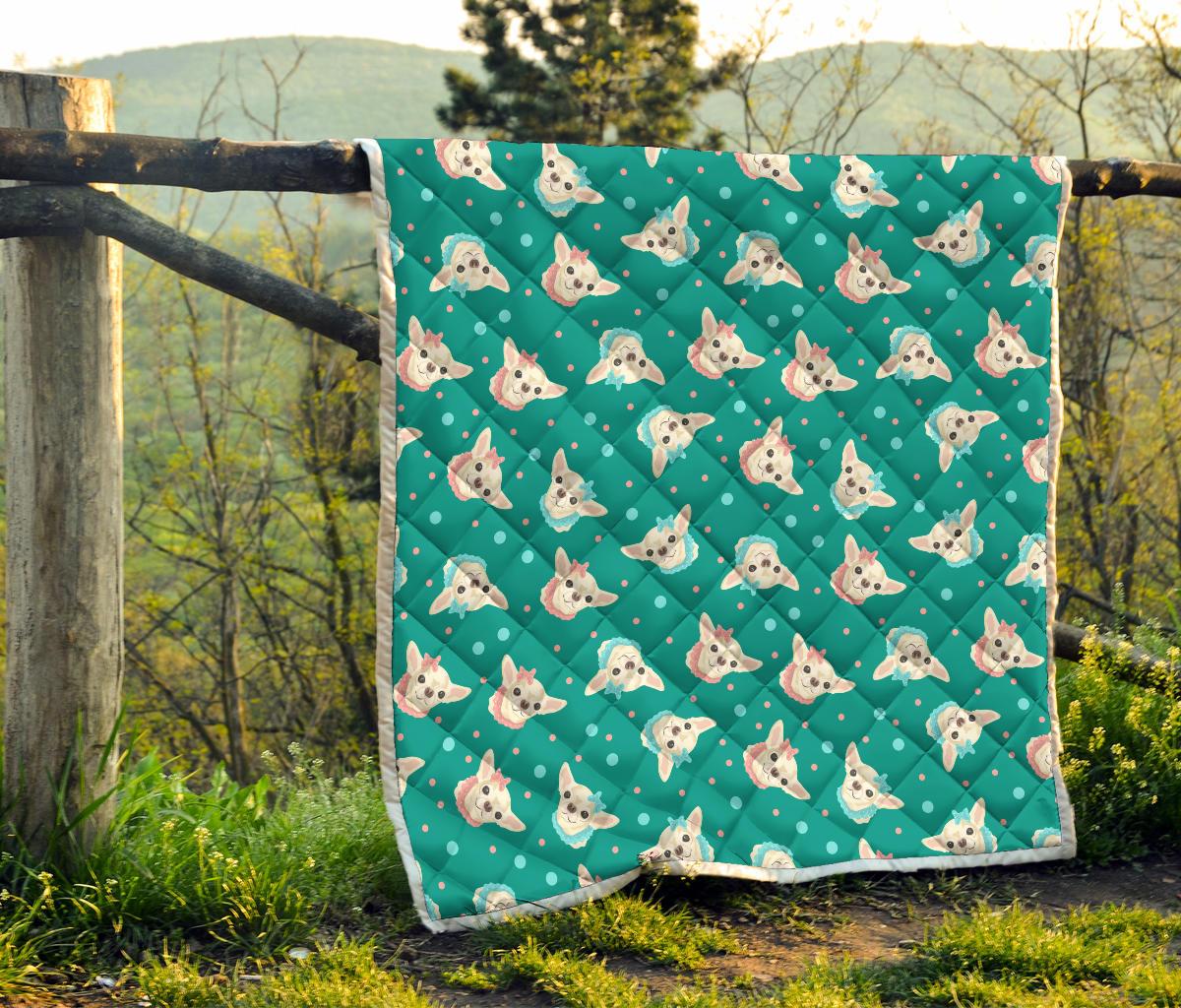 Chihuahua Polka Dot Pattern Premium Quilt-JTAMIGO.COM