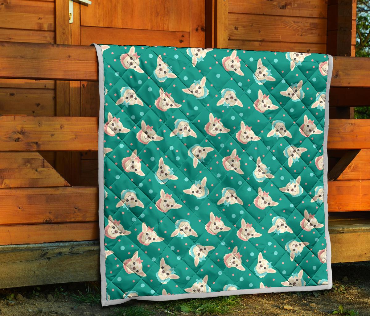 Chihuahua Polka Dot Pattern Premium Quilt-JTAMIGO.COM