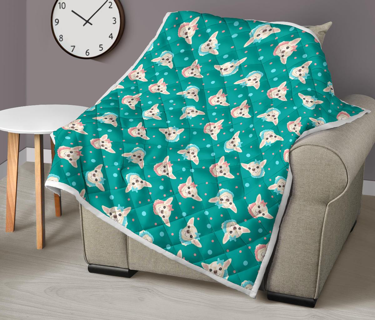 Chihuahua Polka Dot Pattern Premium Quilt-JTAMIGO.COM
