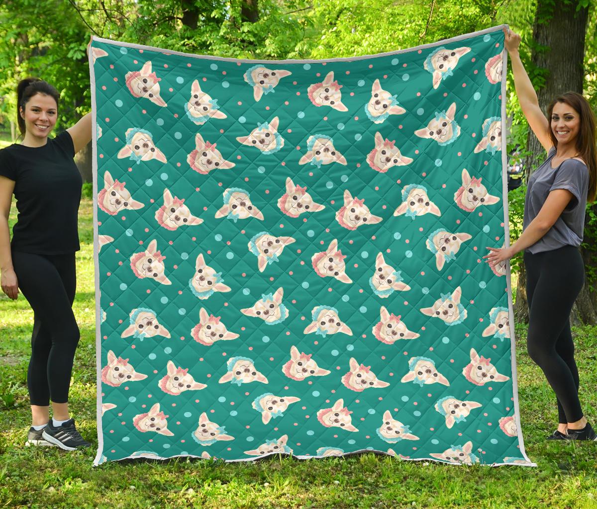 Chihuahua Polka Dot Pattern Premium Quilt-JTAMIGO.COM