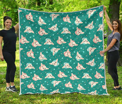 Chihuahua Polka Dot Pattern Premium Quilt-JTAMIGO.COM