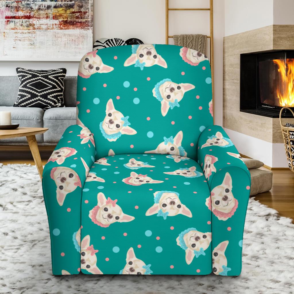 Chihuahua Polka Dot Pattern Single Sofa Slipcover -JTAMIGO.COM