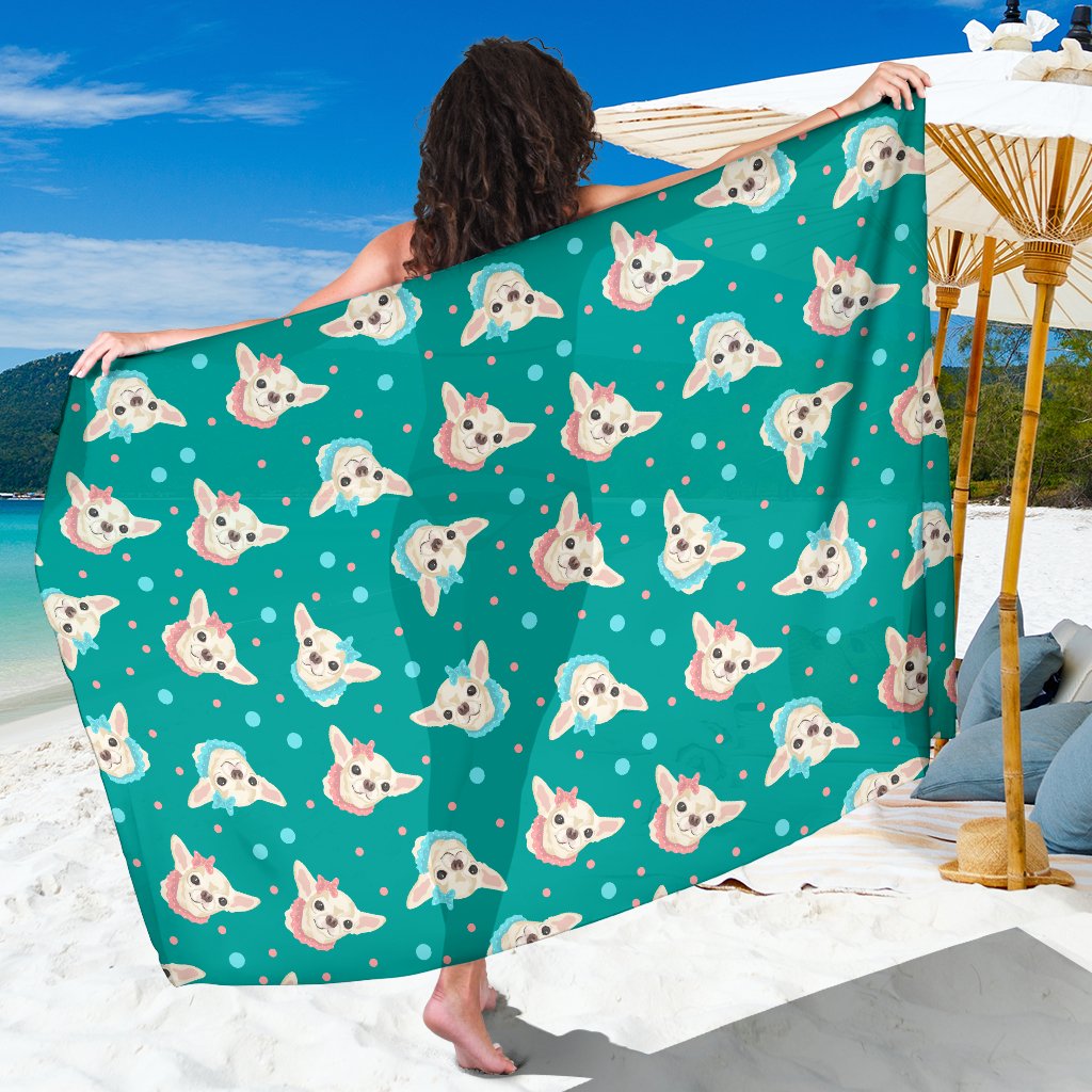 Chihuahua Polka Dot Pattern Sarong Pareo Wrap
