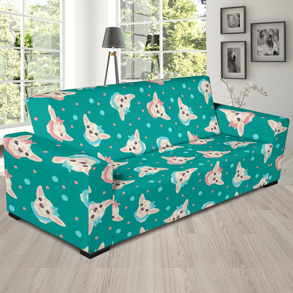 Chihuahua Polka Dot Pattern Sofa Slipcover-JTAMIGO.COM