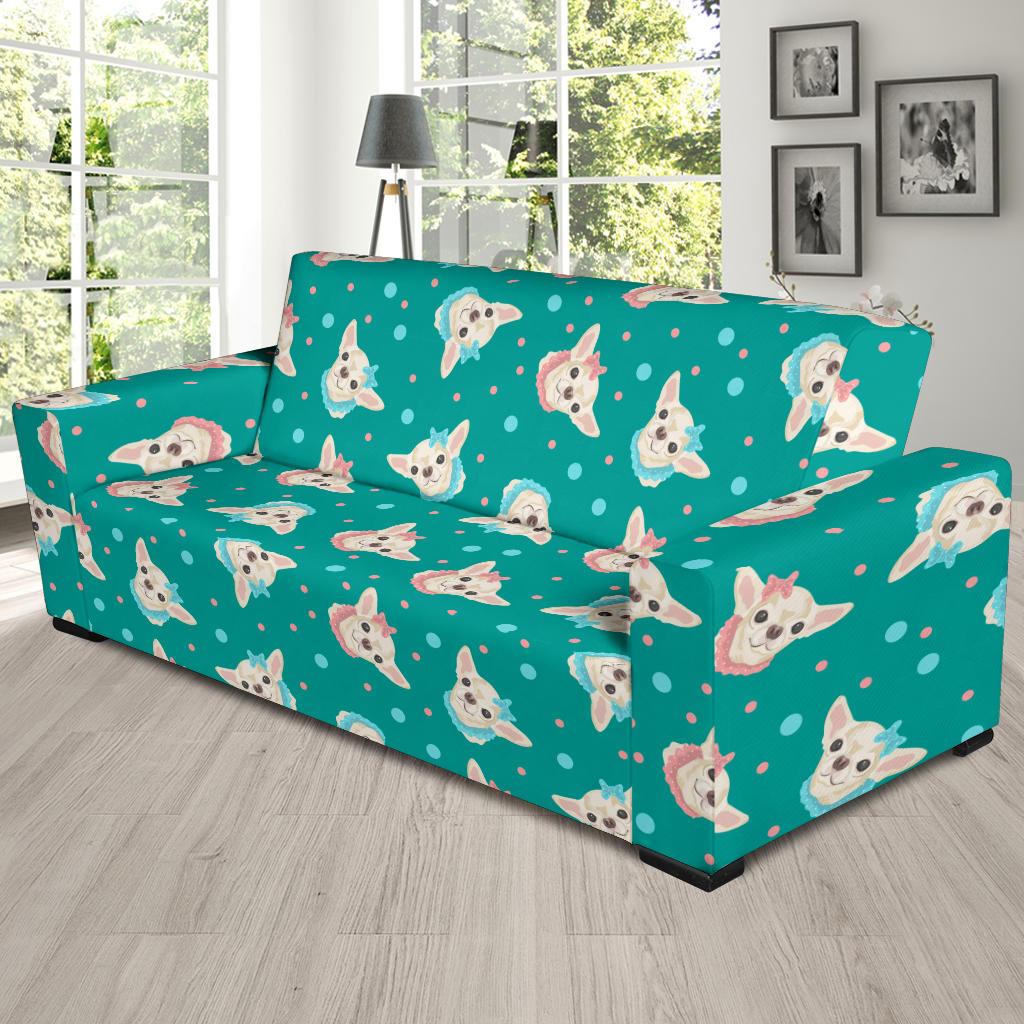 Chihuahua Polka Dot Pattern Sofa Slipcover-JTAMIGO.COM