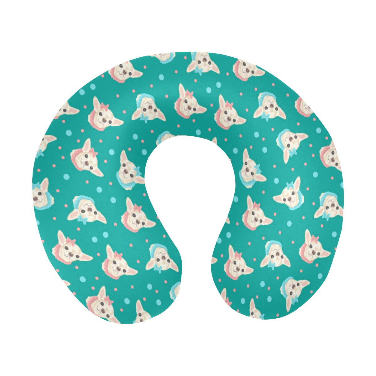 Chihuahua Polka Dot Pattern U-Shaped Travel Neck Pillow-JTAMIGO.COM