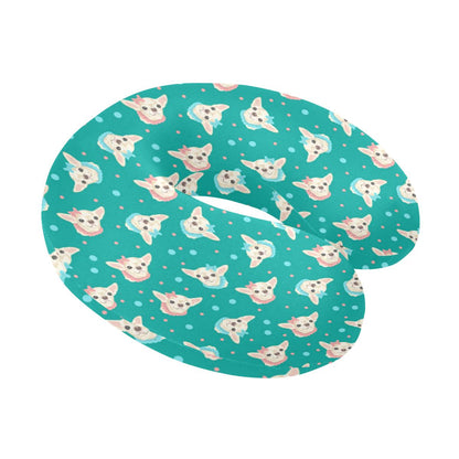 Chihuahua Polka Dot Pattern U-Shaped Travel Neck Pillow-JTAMIGO.COM