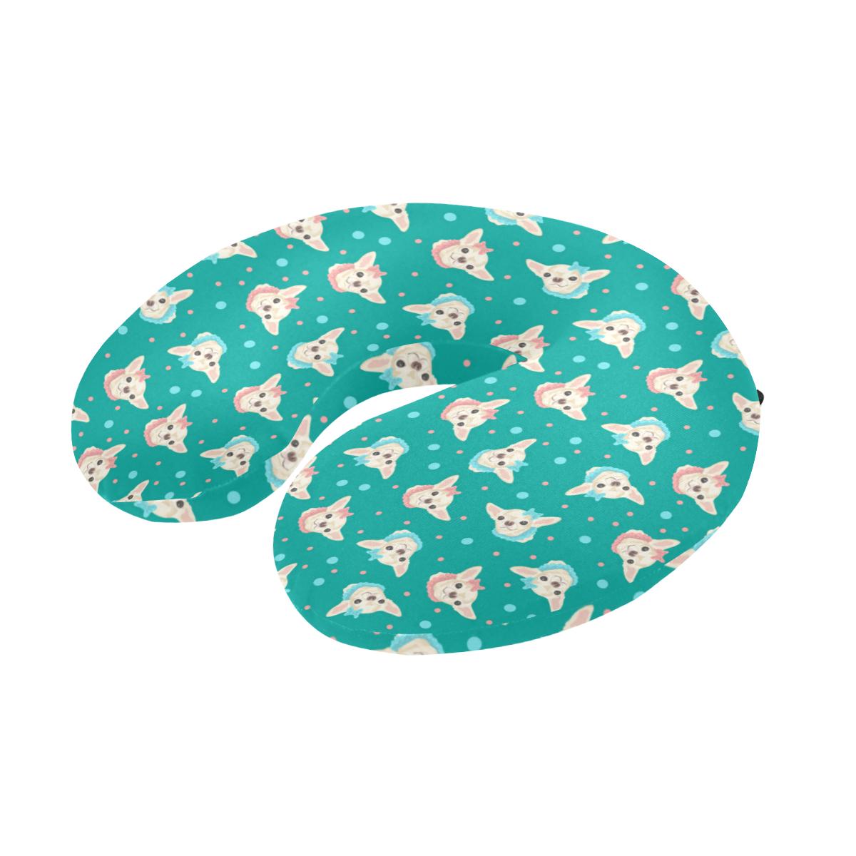 Chihuahua Polka Dot Pattern U-Shaped Travel Neck Pillow-JTAMIGO.COM