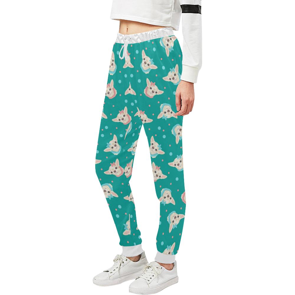Chihuahua Polka Dot Pattern Unisex Casual Sweatpants (Model L11)-JTAMIGO.COM