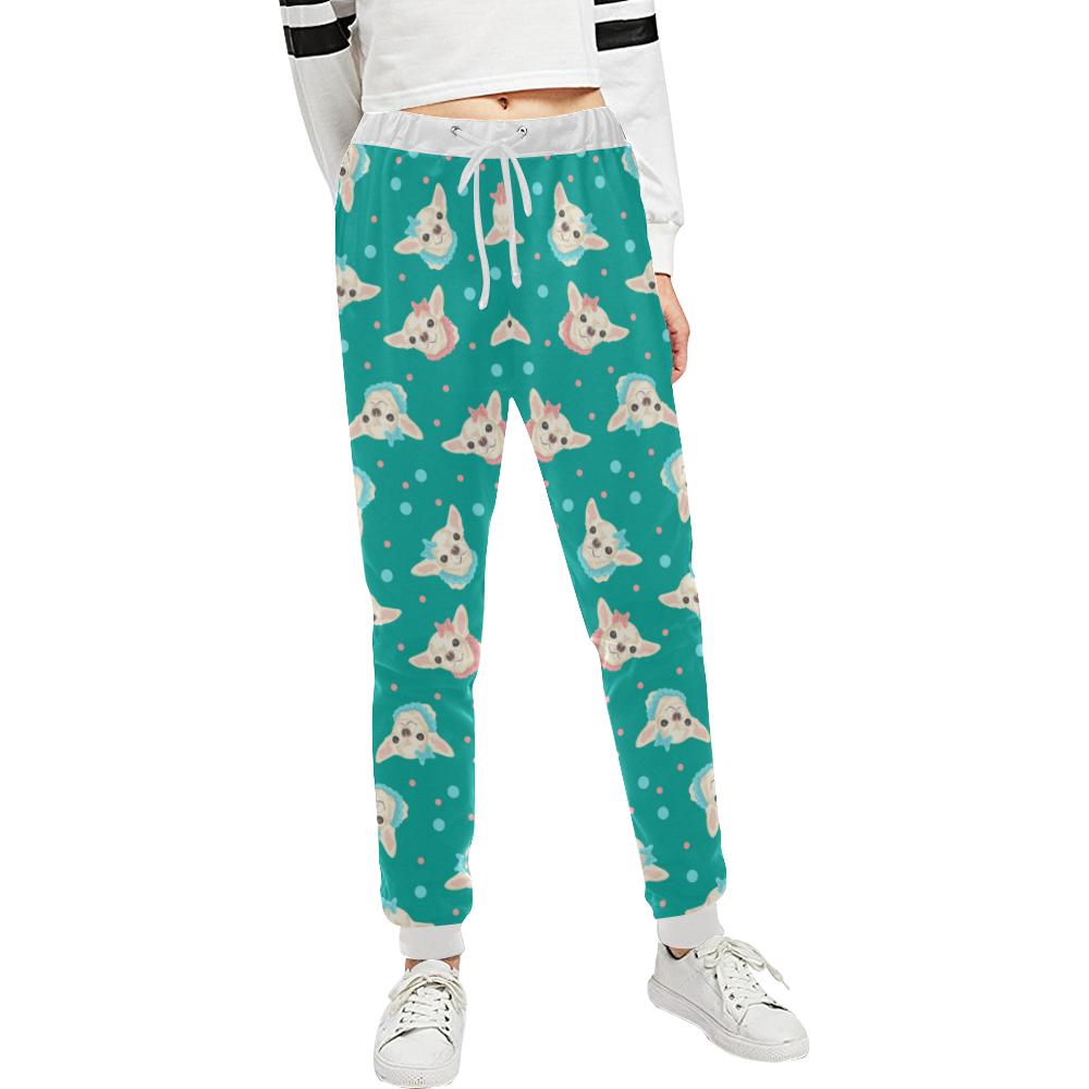 Chihuahua Polka Dot Pattern Unisex Casual Sweatpants (Model L11)-JTAMIGO.COM