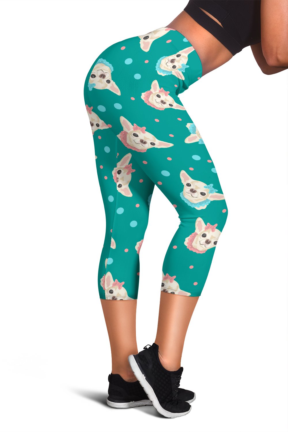 Chihuahua Polka Dot Pattern Women Capris