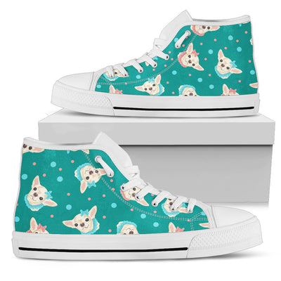 Chihuahua Polka Dot Pattern Women High Top Shoes