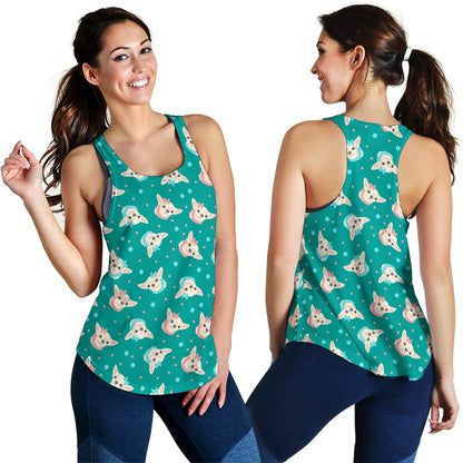 Chihuahua Polka Dot Pattern Women Racerback Tank Top