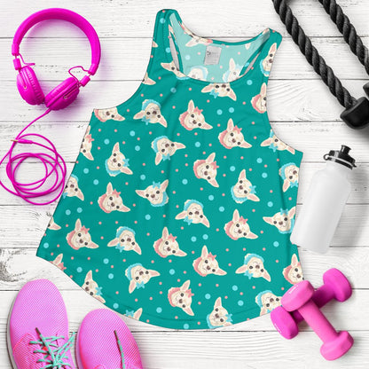 Chihuahua Polka Dot Pattern Women Racerback Tank Top