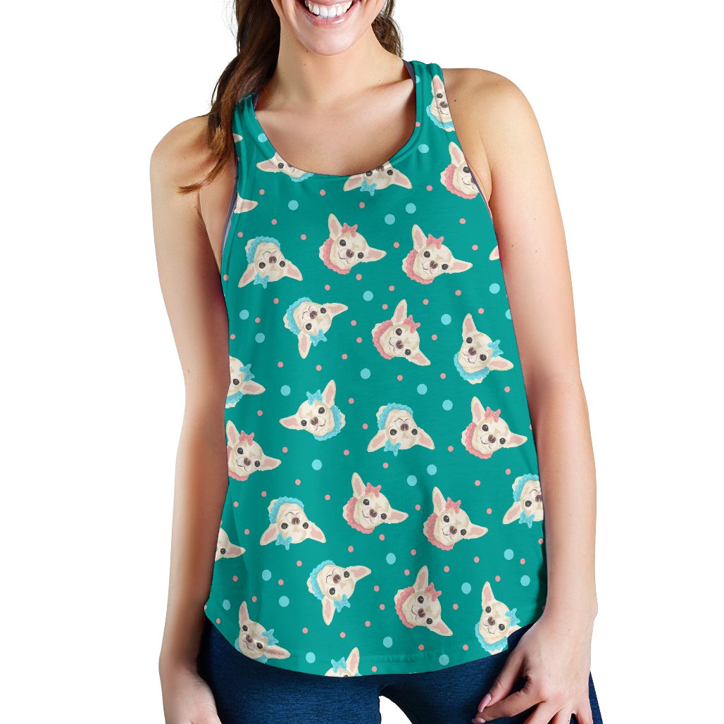 Chihuahua Polka Dot Pattern Women Racerback Tank Top
