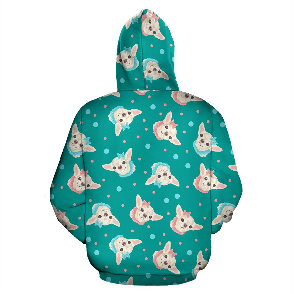 Chihuahua Polka Dot Pattern Zip Up Hoodie