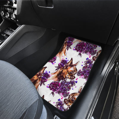 Chihuahua Purple Floral Car Floor Mats