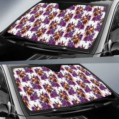 Chihuahua Purple Floral Car Sun Shade For Windshield