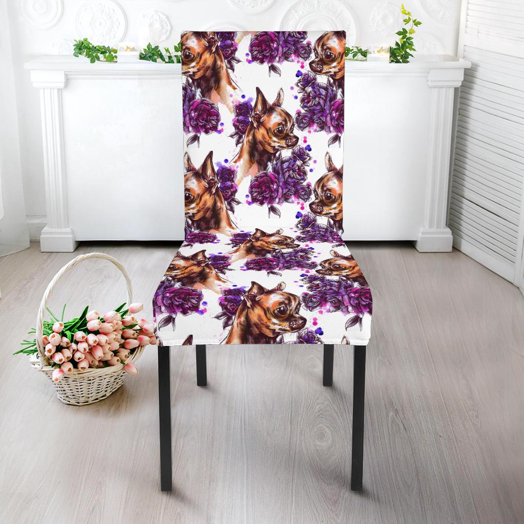 Chihuahua Purple Floral Dinning Chair Slipper-JTAMIGO.COM
