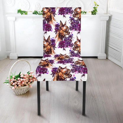 Chihuahua Purple Floral Dinning Chair Slipper-JTAMIGO.COM