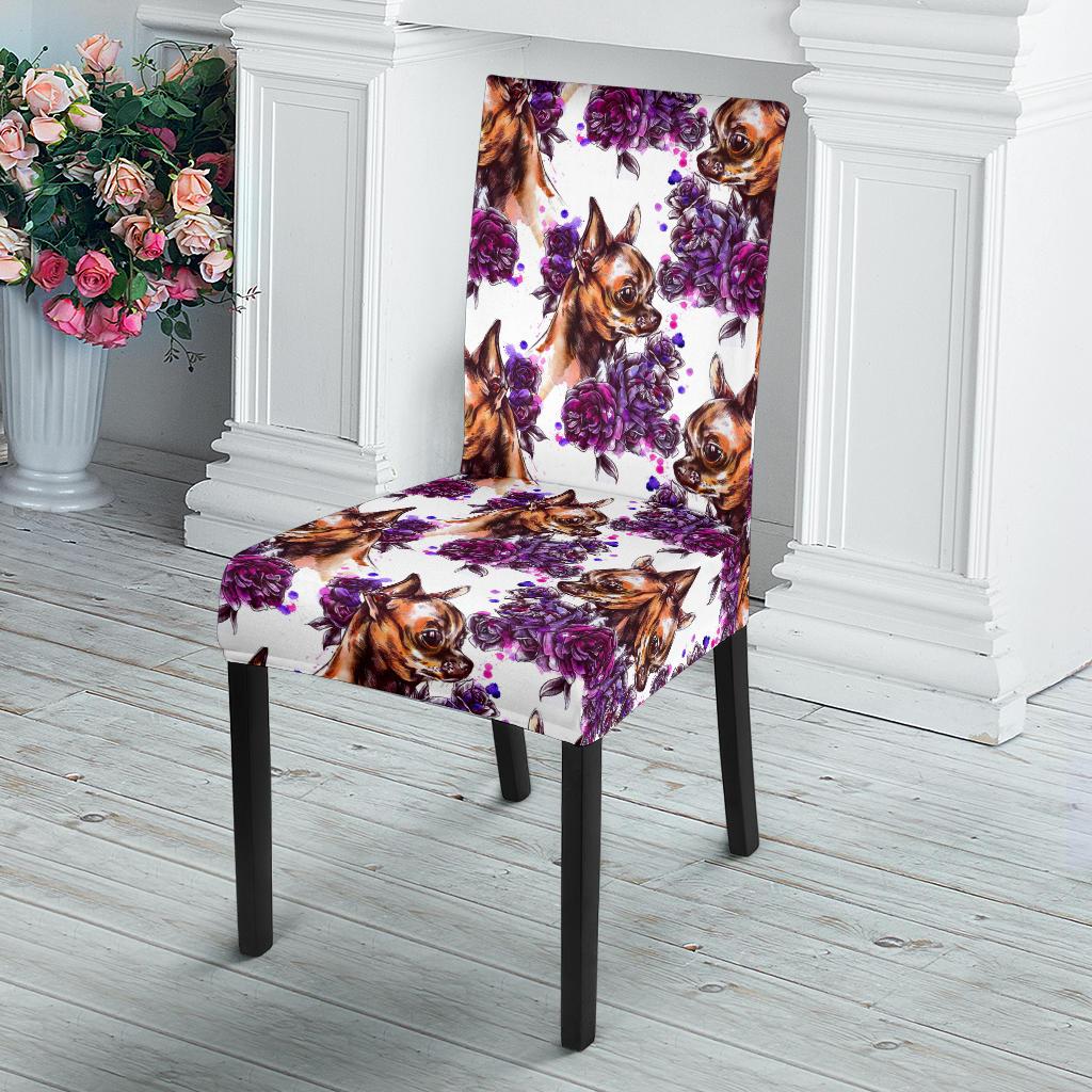 Chihuahua Purple Floral Dinning Chair Slipper-JTAMIGO.COM