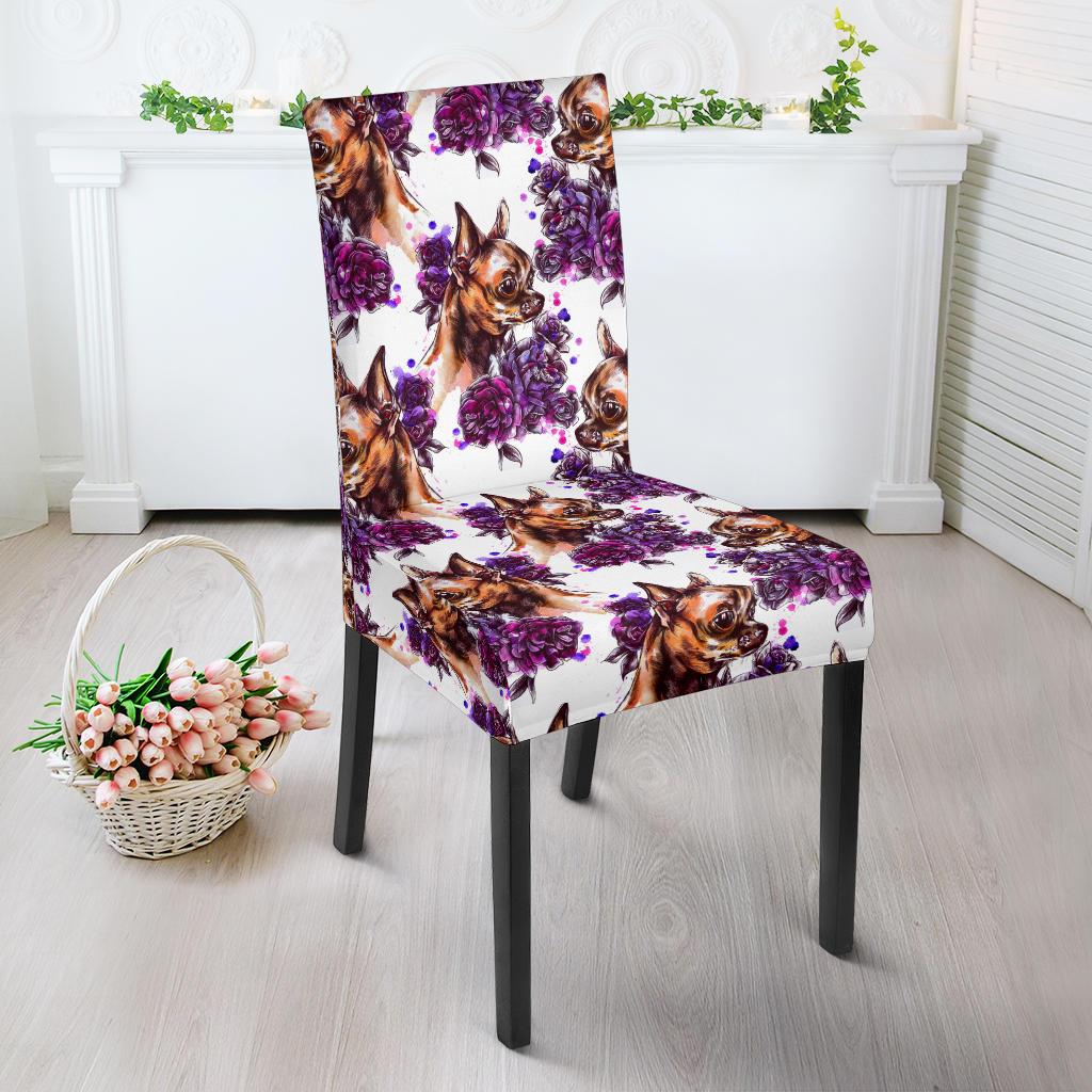 Chihuahua Purple Floral Dinning Chair Slipper-JTAMIGO.COM