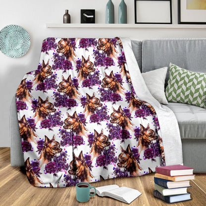 Chihuahua Purple Floral Fleece Blanket