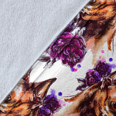 Chihuahua Purple Floral Fleece Blanket