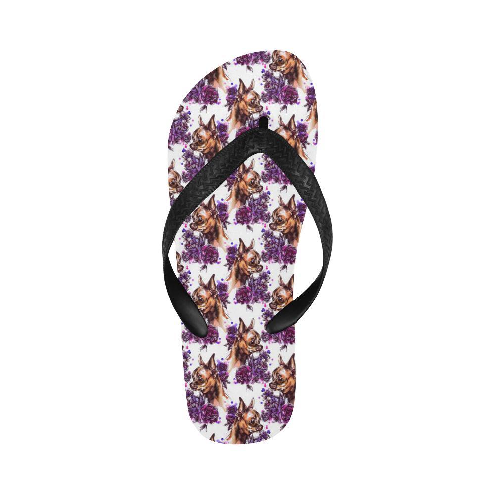 Chihuahua Purple Floral Flip Flops-JTAMIGO.COM