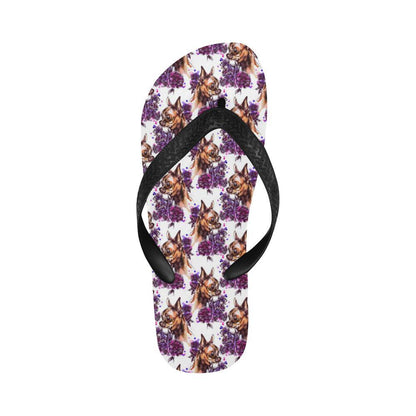 Chihuahua Purple Floral Flip Flops-JTAMIGO.COM