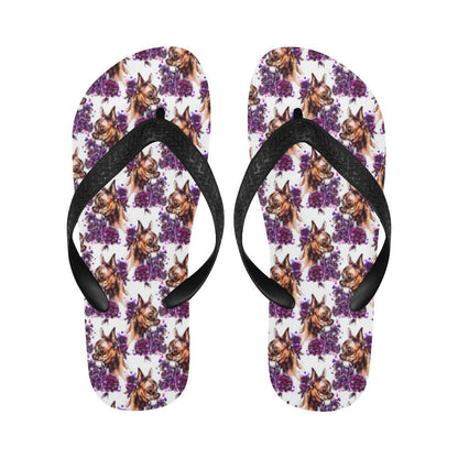 Chihuahua Purple Floral Flip Flops-JTAMIGO.COM