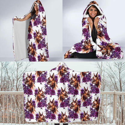 Chihuahua Purple Floral Hooded Blanket-JTAMIGO.COM