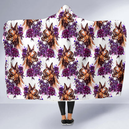 Chihuahua Purple Floral Hooded Blanket-JTAMIGO.COM