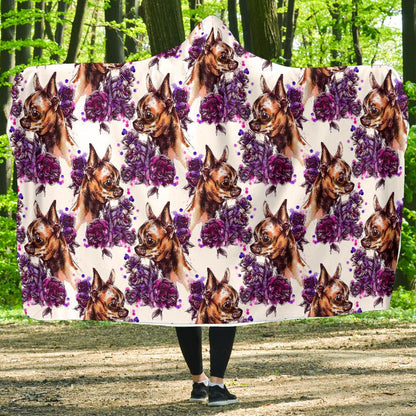 Chihuahua Purple Floral Hooded Blanket-JTAMIGO.COM