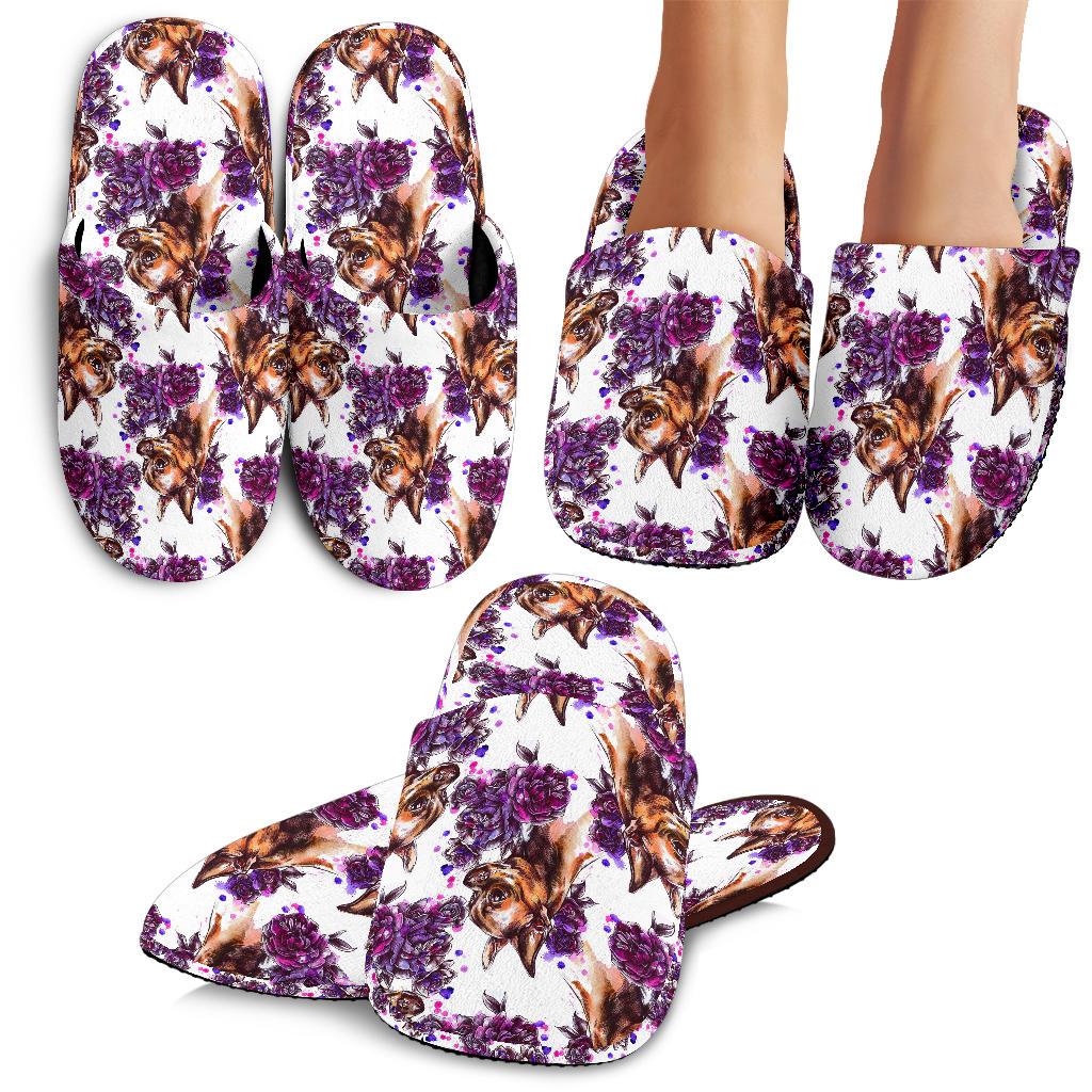 Chihuahua Purple Floral House Slippers