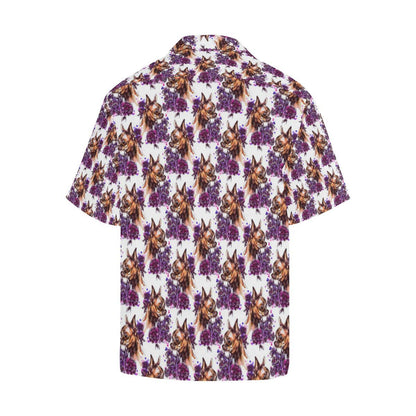 Chihuahua Purple Floral Men Aloha Hawaiian Shirt