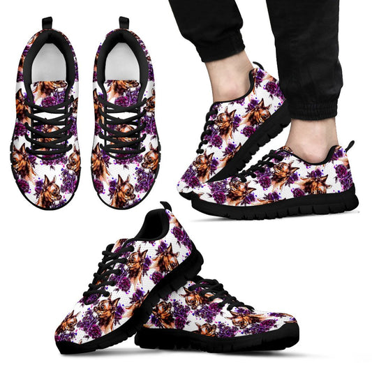 Chihuahua Purple Floral Men Sneakers Shoes