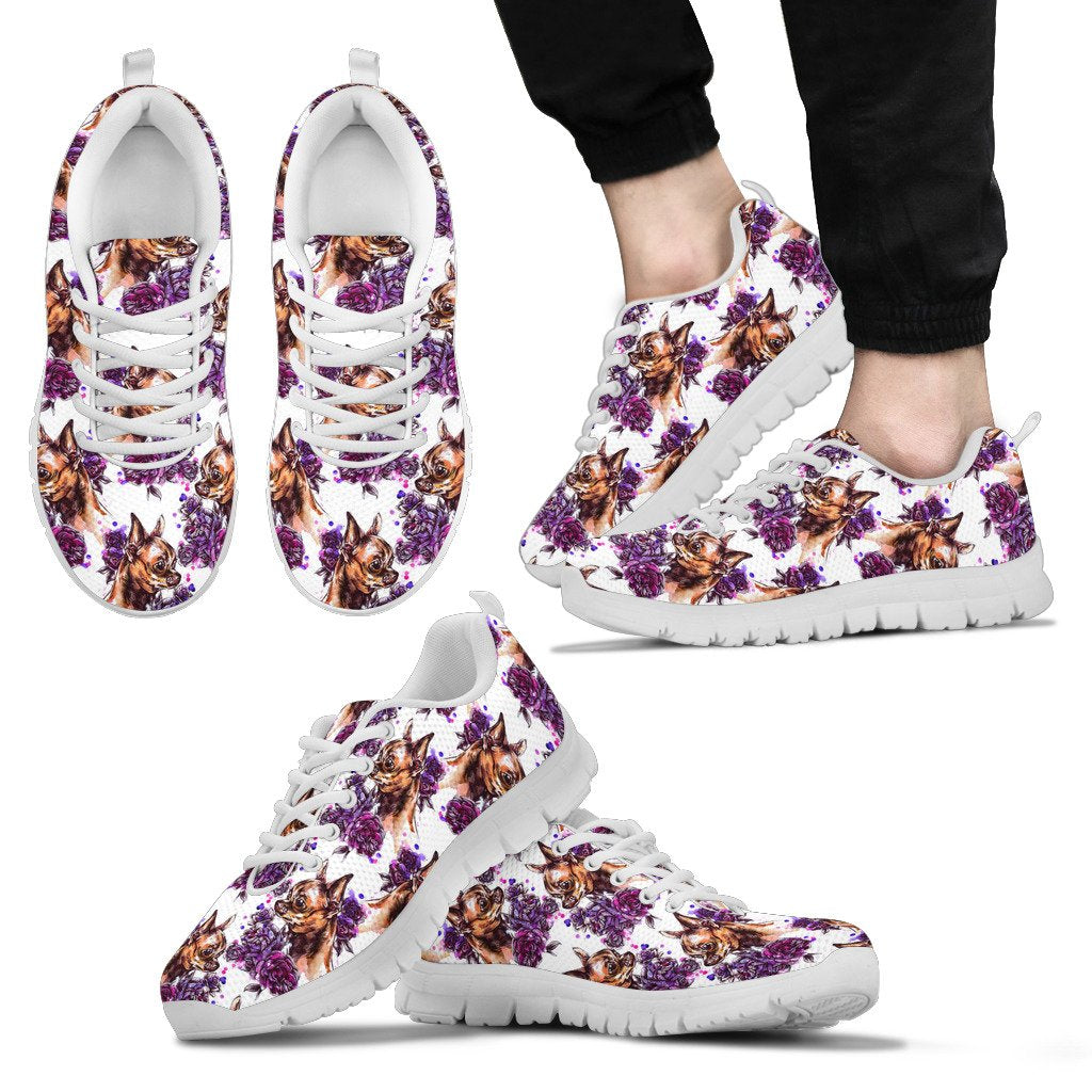 Chihuahua Purple Floral Men Sneakers Shoes