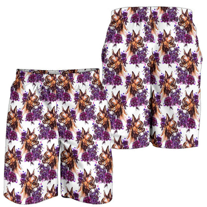 Chihuahua Purple Floral Mens Shorts-JTAMIGO.COM