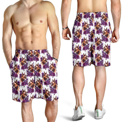 Chihuahua Purple Floral Mens Shorts-JTAMIGO.COM