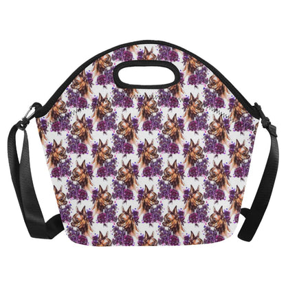 Chihuahua Purple Floral Neoprene Lunch Bag (Model 1669)(Large)-JTAMIGO.COM